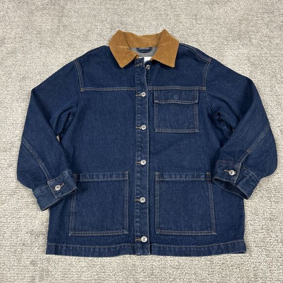 Abercrombie & Fitch Jackets & Blazers - Abercrombie & Fitch Denim Jacket Womens Small Corduroy Collar Barn Coat Pockets